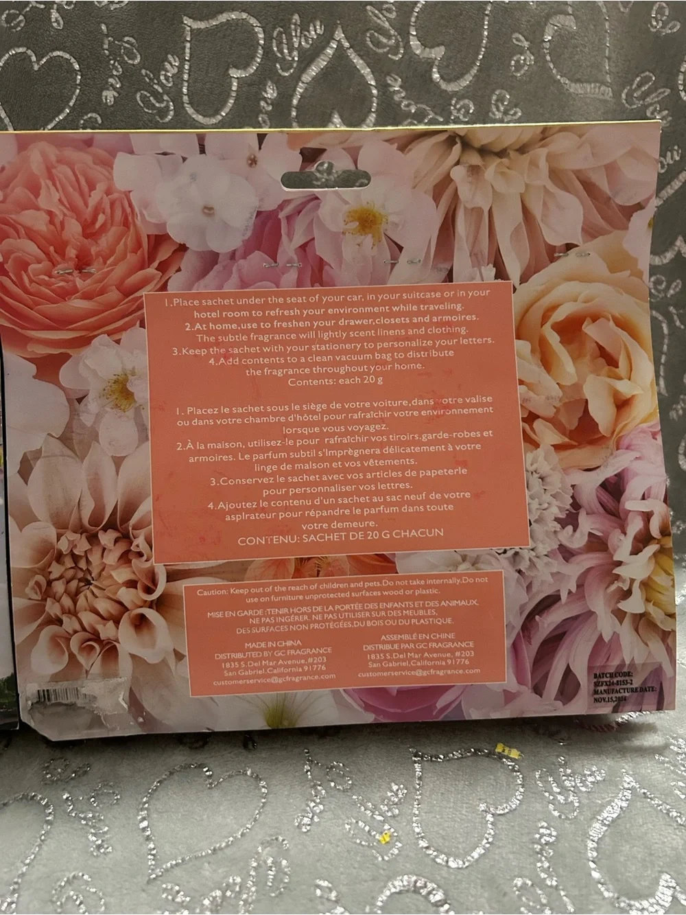 NWT Floral French Lavender & Lilac Wild Rose Decorative Sachet Set for Linens